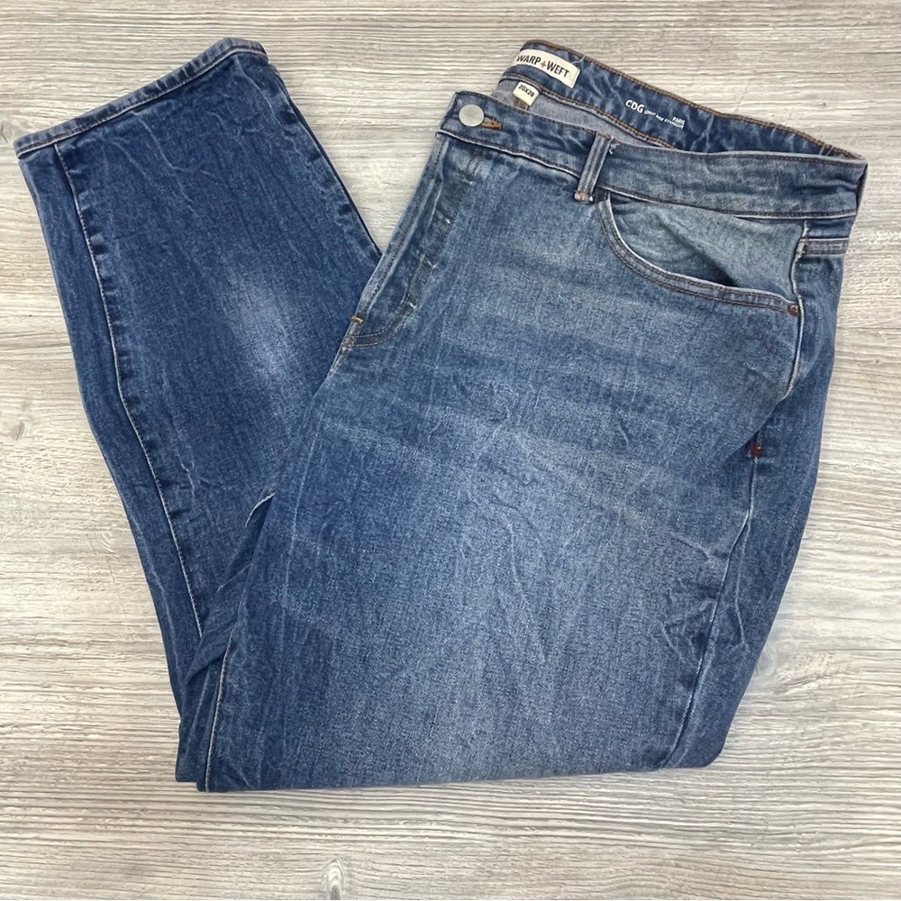 Warp + Weft High Rise Straight Riviera CDG Paris Blue Denim Jeans Plus Size 20